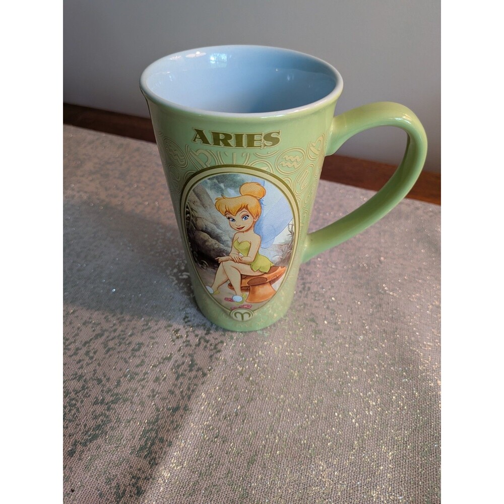 Disney Aries Tinkerbell Zodiac Signs 16oz. Green Coffee Mug Peter Pan - Picture 8 of 8